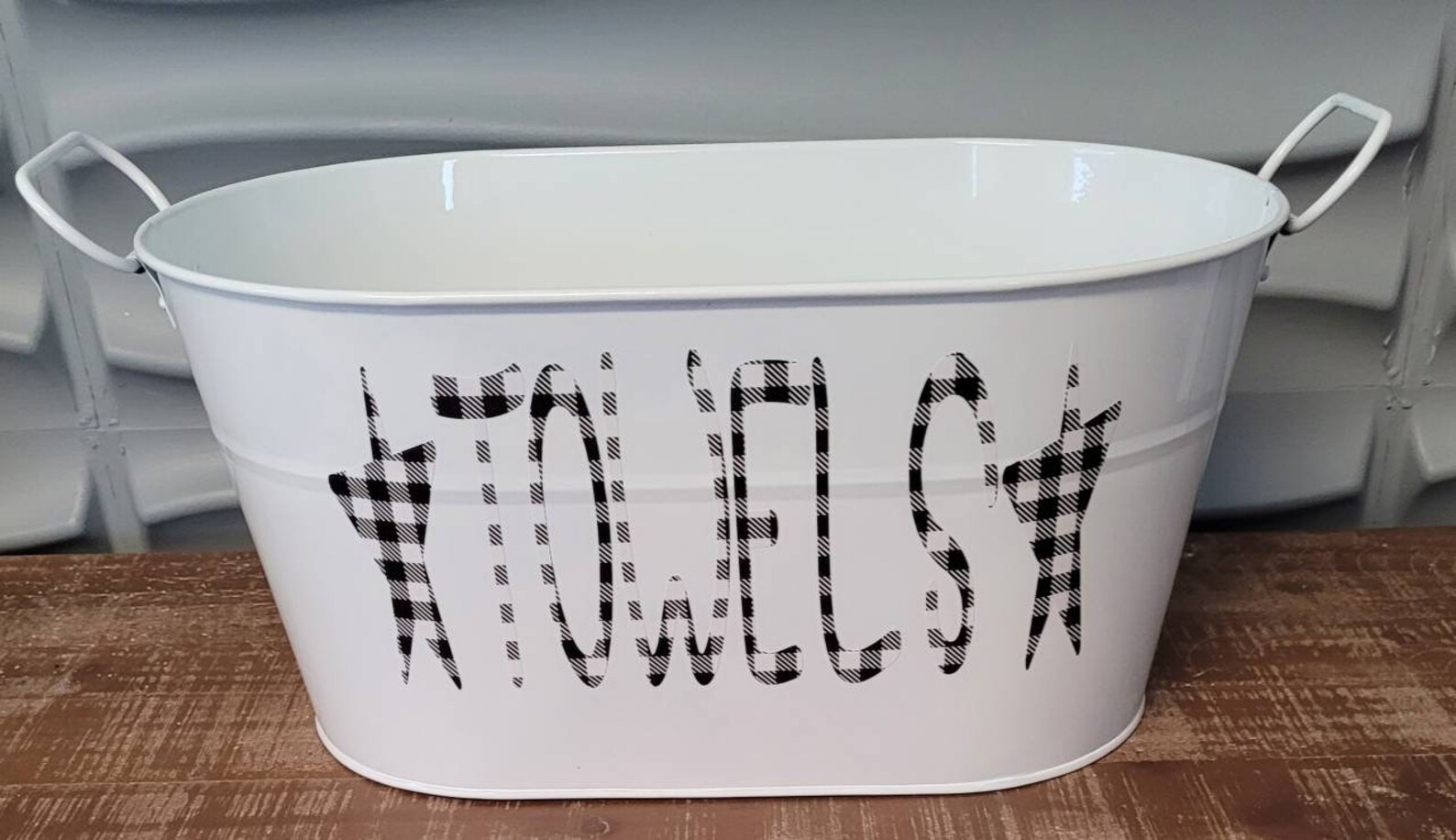 Storage Bin White Metal Hand Towel Storage Bathroom Bin Modern Etsy