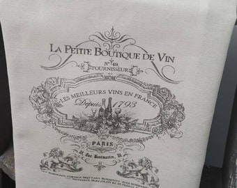 Dish Towel Flour Sack Towel French Wine Boutique Dish Towel French Country Paris Kitchen Décor Linens Housewarming Gift