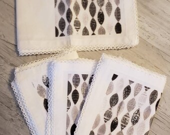 Napkins Reusable Cotton Napkins Black White Vintage Inspired Table Napkins Retro Table Décor Housewarming Gift