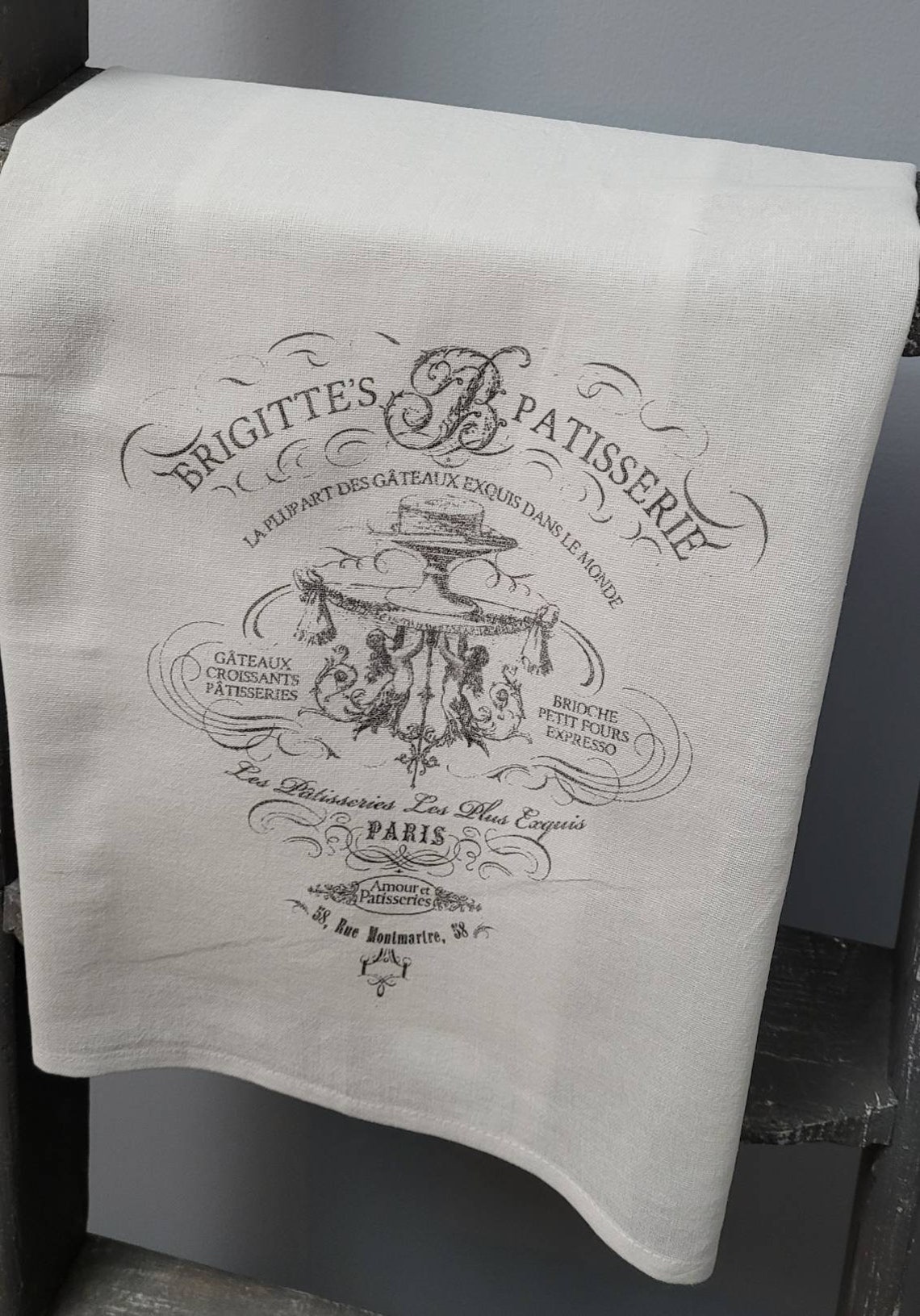 Dish Towel Flour Sack Towel French Bakery Dish Towel French Etsy