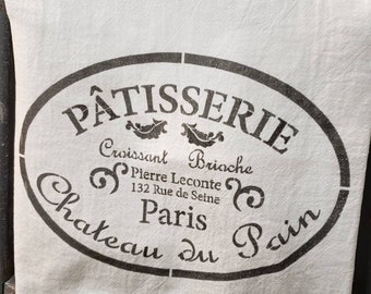 Dish Towel Flour Sack Towel French Bakery Dish Towel French Country Paris Kitchen Décor Linens Housewarming Gift