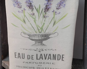 French Lavender Flour Sack Dish Towel: Farmhouse Kitchen Decor