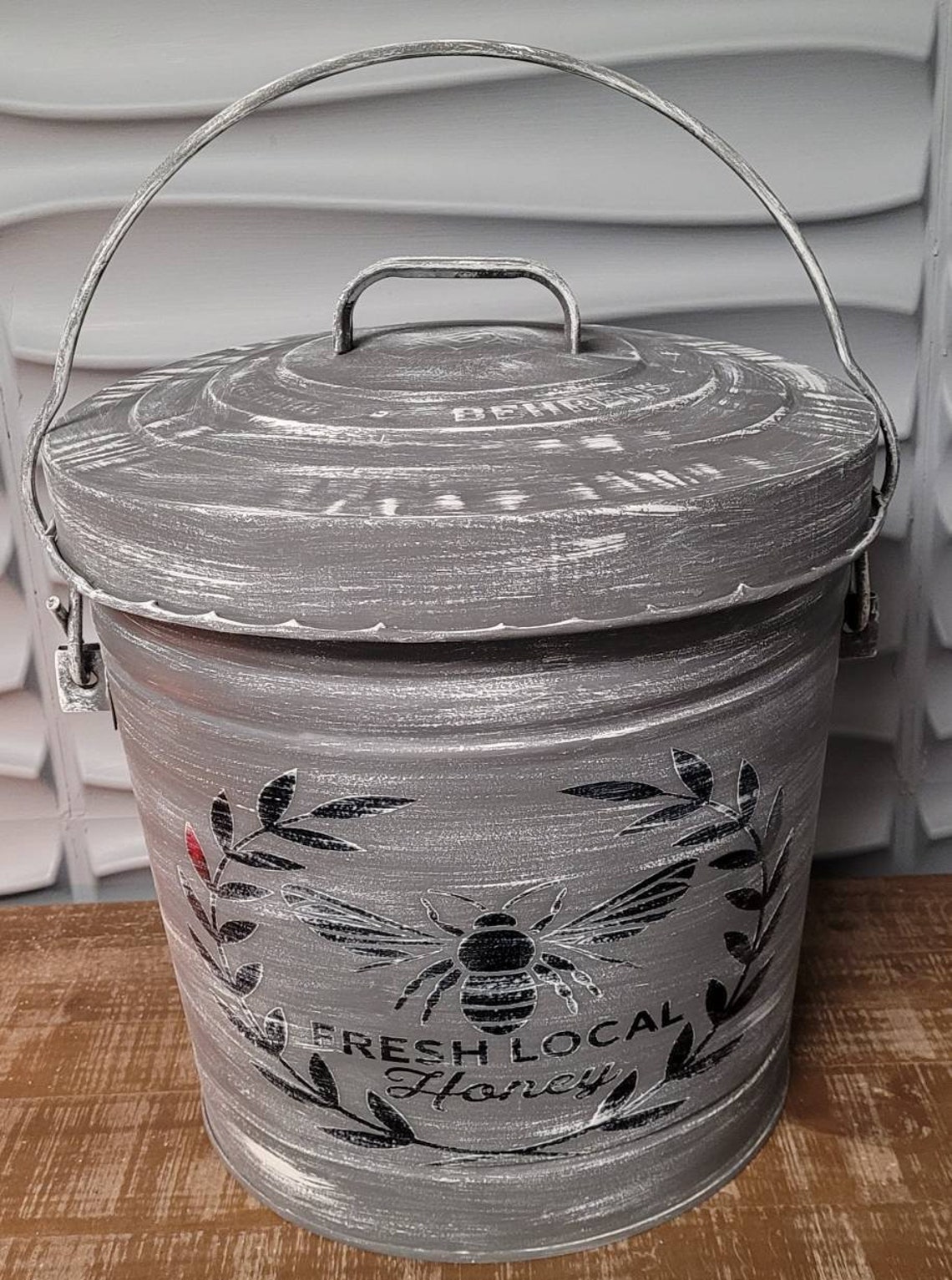 Large Galvanized Bucket 6 Gallon Behrens Metal Storage Bin Bee Etsy