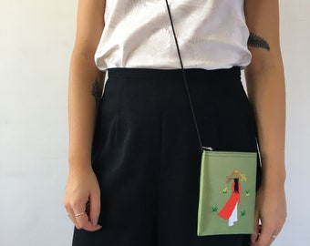 Small little women slim thin purse pouch practical lightweight summer festival shoulder bag zipper cute asian style oriental silhouette