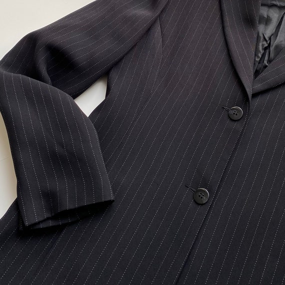 Vintage black striped woman blazer minimalist 90s