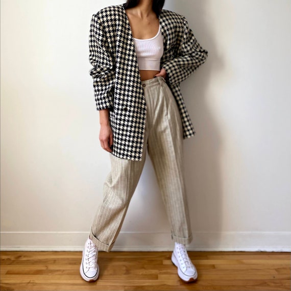 Vintage houndstooth blazer off white and black ove