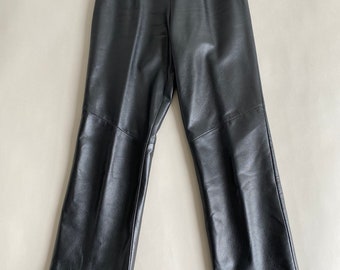 Vintage black leather pants trouser buttery soft 90s high rise high waisted