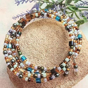 Five Loop Seed Bead Curated Mix Memory Wire Bangle