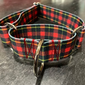 Red & Black Plaid Printed Polyester Martingale