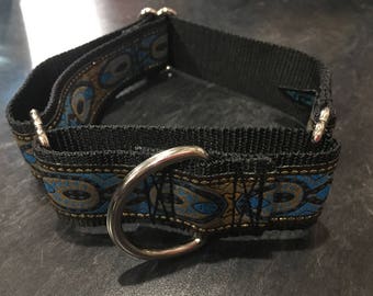 Blue, Brown, black & Gold Jacquard Martingale