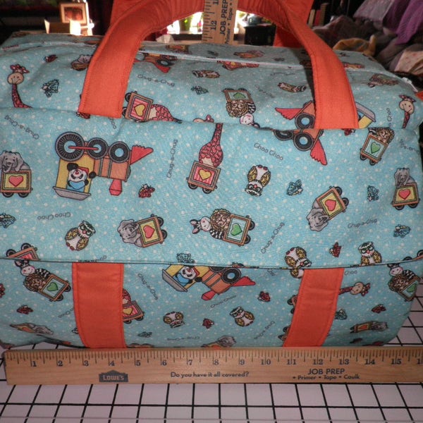 Diaper Bag & Changing Pad made with Bazooples Train Fabric