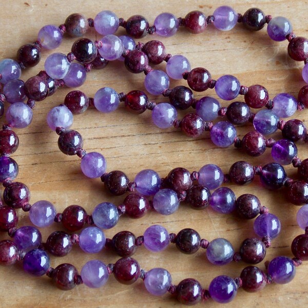 108  Garnet & Amethyst Mala