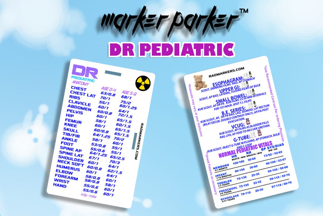 PEDIATRIC DR Technique Chart for Xray Technologist Etsy