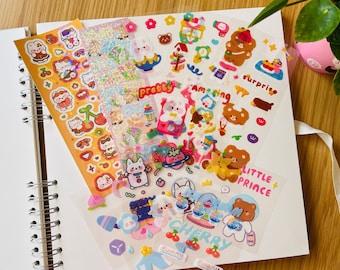 Mixed Sticker Sheet Mystery Sticker Bag Random Stickers Bullet Journal Assorted Stickers Stationery Bag Kawaii Bear Stationery Grab Bag