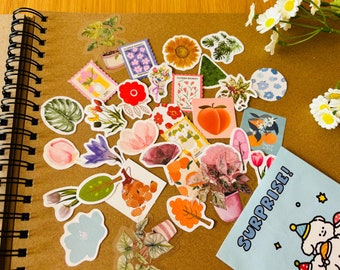 30pc House Plant Sticker Grab Bag Floral Themed Random Sticker Bundle Plant Lover Sticker Gift Bag Bullet Journal Sticker set