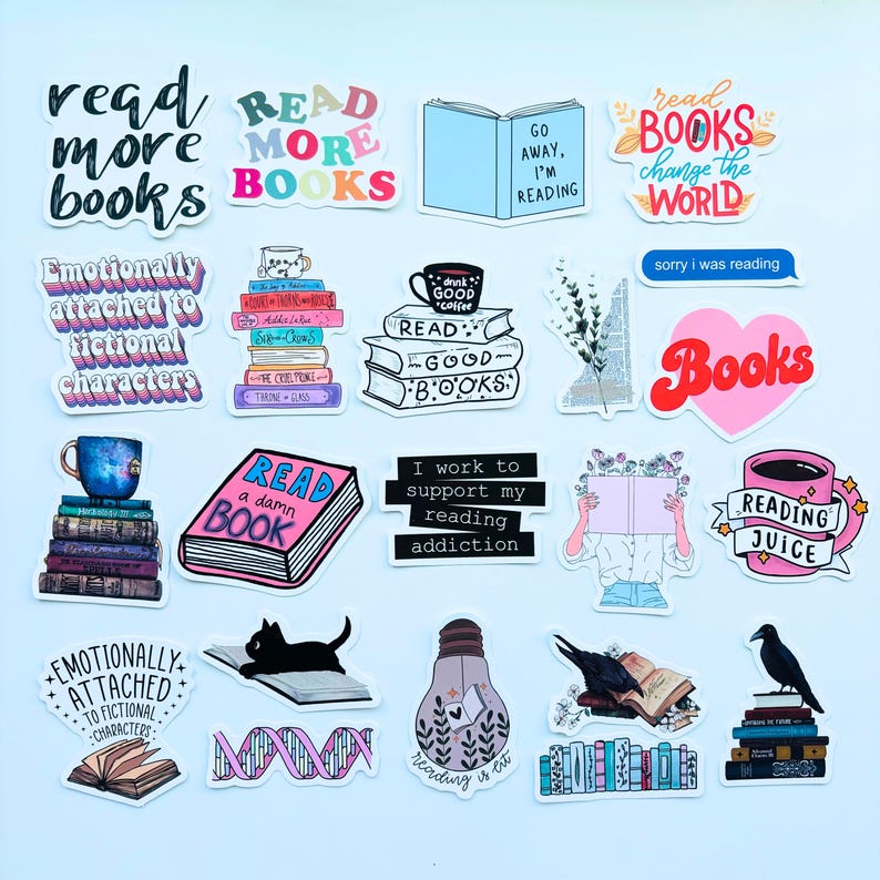 550 Bookthemed Kindle Decoration Sticker Bundle, Bookish Stickers