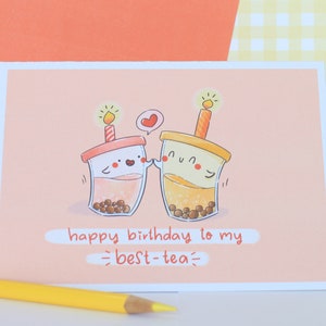 Bonito bolha chá cartão de aniversário melhor amigo presente de aniversário kawaii boba bestie cartão de aniversário alma irmã presente melhor cartão de amizade boba