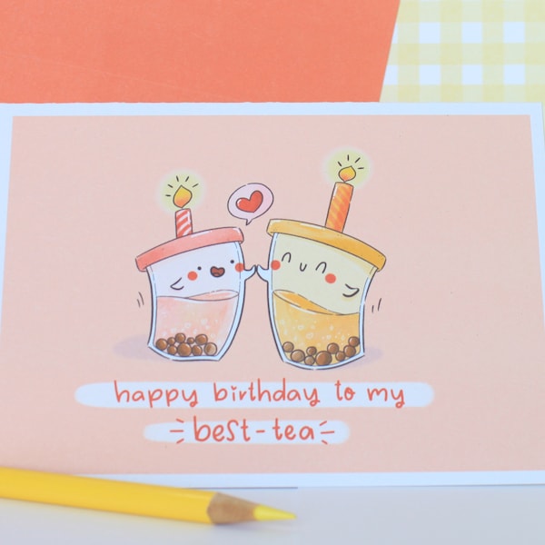 Cute Bubble Tea Birthday Card Best Friend Birthday Gift Kawaii Boba Bestie Birthday Card Soul Sister Gift Best Boba Friendship Card