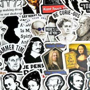 Sarcastic Historical Figure Vinyl Sticker Bundle, Funny Meme Philosopher Quote Stickers, Gift for Philosophy Students, Immanuel Kant Sticker