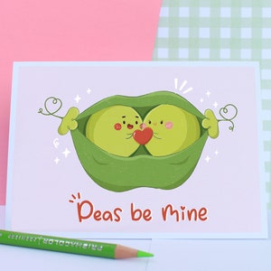 Erwten zijn van mij, schattige valentijnskaart voor hem, zoete liefdeskaart voor haar, kaart van gerecycled papier, 100% plastic gratis verpakking