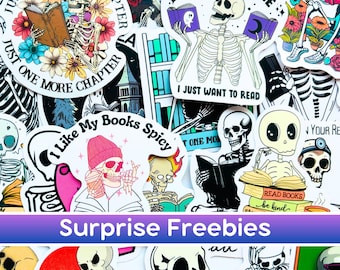 Skull Kindle sticker pack, Spooky skeleton bookish sticker bundle, Funny gift for book lovers, Skeleton reading stickers, Halloween stickers