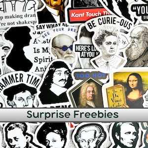 Sarcastic Historical Figure Vinyl Sticker Bundle, Funny Meme Philosopher Quote Stickers, Gift for Philosophy Students, Immanuel Kant Sticker