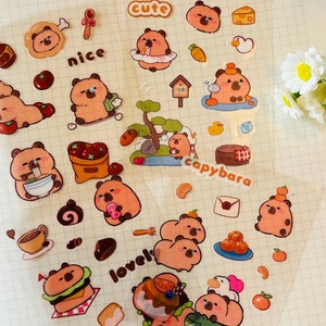 Bolsa de pegatinas de capibara, regalo de cumpleaños para bullet journal, pegatinas variadas de capibara, bonito regalo de capibara, pegatinas variadas para planificador, juego de pegatinas para diario