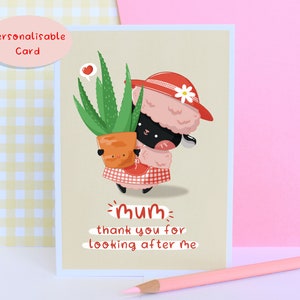 Cartão de planta de dia das mães, cartão de dia das mães doce, cartão de dia das mães amante de plantas, cartão de mãe de planta, cartão de agradecimento para mãe, cartão reciclado