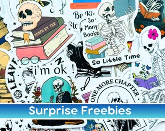 Skull reading sticker Kindle decal, Fantasy bookish sticker pack, Men's Kindle sticker pack, Kindle accessory skull, Book worm gift sticker