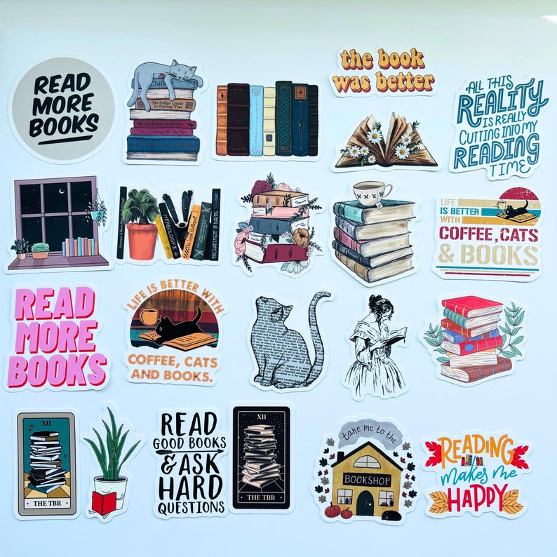 550 Bookthemed Kindle Decoration Sticker Bundle, Bookish Stickers