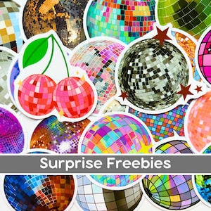 Stickers colorés boule disco pour fille Pinterest, esthétique rétro, cerises scintillantes, coque de téléphone en vinyle, décalcomanies pour livre d'eau pour ordinateur portable