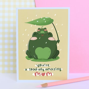 Totally Amazing Mum, Sweet Mother's Day Card, Froggy Card voor mama, Love Card voor mama, gerecyclede kaart