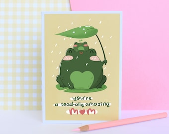 Totally Amazing Mum, Sweet Mother's Day Card, Froggy Card for Mum, Love Card for Mom, Recycled Card