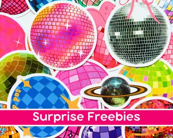 Rainbow Disco Ball Stickers Aesthetic, Mirror Ball Decal, Planet Disco Ball Laptop Kindle Sticker, Cool Retro Water Bottle Vinyl Stickers