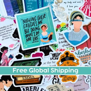 5-40 Jane Austen Kindle Sticker Pack, Kit adesivi per diario di lettura Orgoglio e pregiudizio, Ritratto di Jane Austen, Regalo di letteratura classica