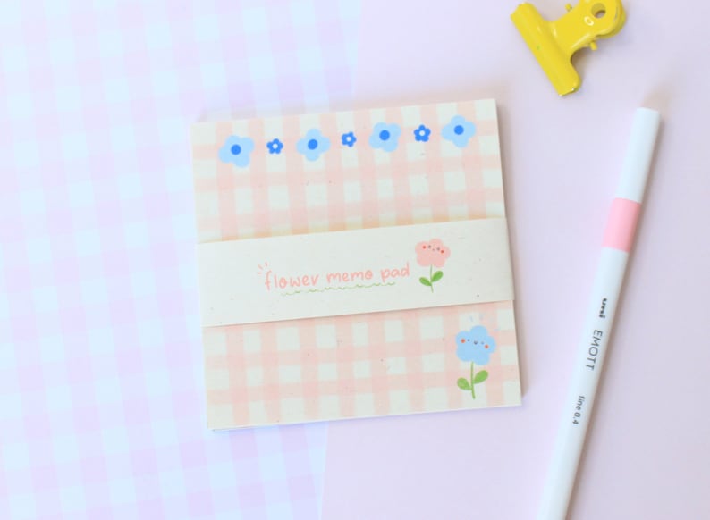 Handmade Cute Flowers Memo Pad Memo Note Pad for Journal Memo Note for Bullet Journal /& Planner Kawaii Memo Note Pad