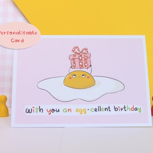 Divertida tarjeta de cumpleaños con ilustración de huevo, linda tarjeta de cumpleaños con juego de palabras de huevo, tarjeta de cumpleaños ecológica, material 100% reciclado