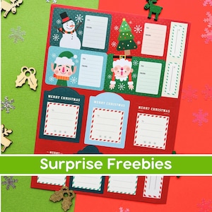 Kerstcadeaulabels voor kinderen, label elfenkerstcadeau, stickers van kerstman, etiketten kerstcadeau, stickers cadeauverpakking, stickers kerstman