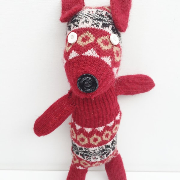 Cane Giocattolo morbido, cucciolo, animale ripieno, animale peluche, isola fiera fairisle, regalo vivaio, animale fatto a mano, vita domestica, cane giocattolo, idee regalo di Natale