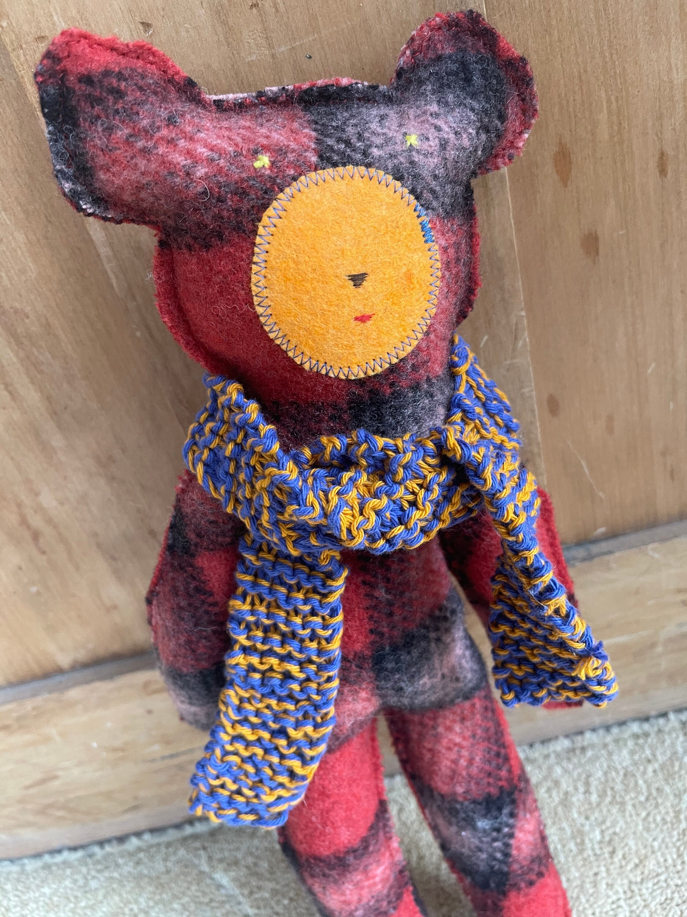 Teddy Bear Vintage Wool Blanket Fabric Handmade Soft Toy Etsy