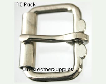 1 1/4" roller buckle 10 pack - heavy duty nickel plated steel buckles (#732)