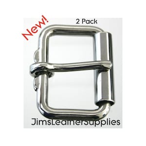 1 1/2&quot; stainless steel roller buckle 2 pack - heavy duty nickel plated steel heel bar buckles (#58)