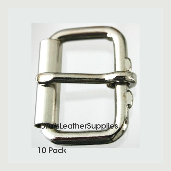 1 1/2" roller buckle 10 pack - heavy duty nickel plated steel heel bar buckles (#731)
