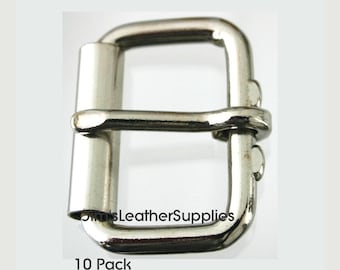 1 1/2" roller buckle 10 pack - heavy duty nickel plated steel heel bar buckles (#731)