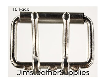 2 1/2" 10-pack Two pronged roller buckle - heavy duty nickel plated steel buckles (#399)