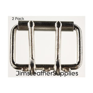 2 1/2&quot; 2-pack Two pronged roller buckle - heavy duty nickel plated steel buckles (#399)