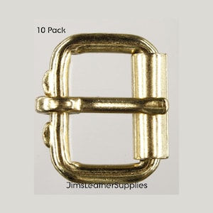 1&quot; roller buckle 10 pack - heavy duty brass plated steel heel bar buckles (#1253)