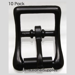 5/8&quot; BLACK buckle - center bar - true roller - 10 pack - Black plated steel buckles (#332)