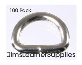1/2" Light D (Dee) Welded - 20 pack - nickel plated steel D ring 3mm  thick (#252)