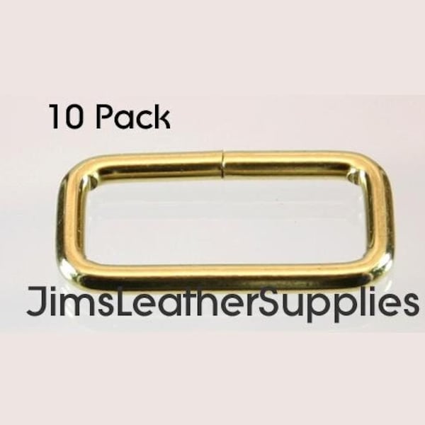 1" wire loops 10 pack brass plated steel - also known as belt keepers 1" X 7/16" X 2.8mm (#1257)